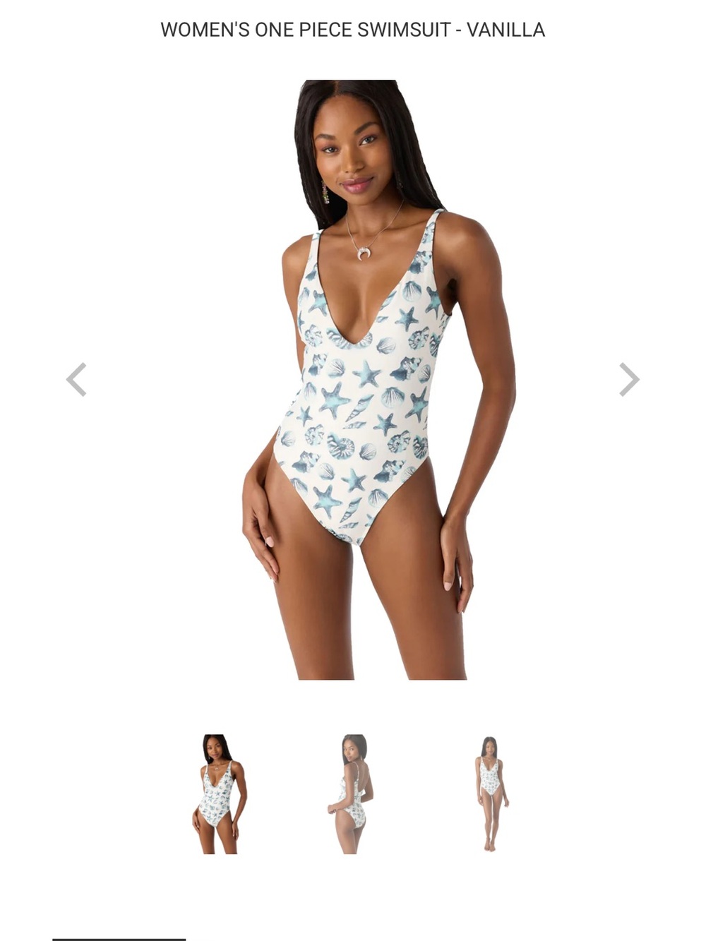 O'Neill Vanilla One-Piece Swimsuit with Blue Seashell Print